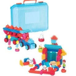Hot Bristle Block 113 piece Deluxe builder case with family and animal figurines Pre School|Creative Activities