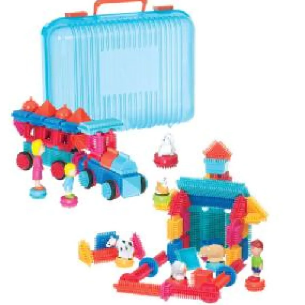 Hot Bristle Block 113 piece Deluxe builder case with family and animal figurines Pre School|Creative Activities