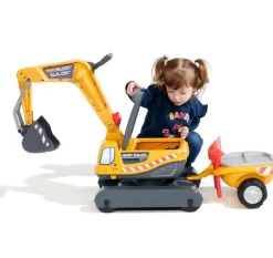 Discount 360 Digger Excavator with opening seat, trailer with sieves and sand tools Age 3+ 140A Ride Ons|Model Tractors