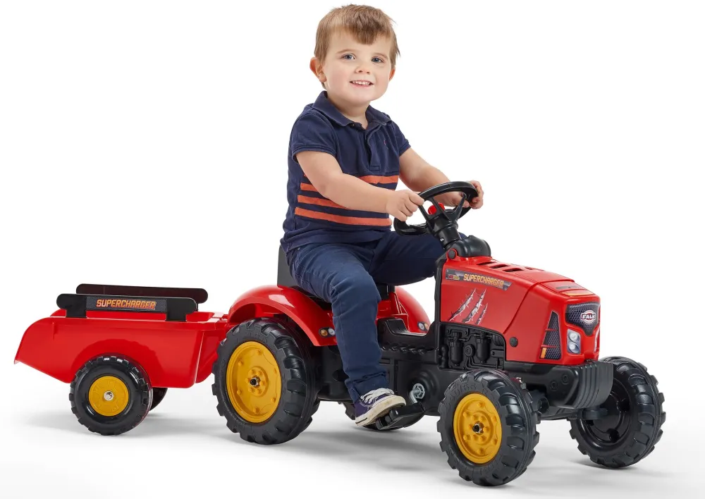 Discount Age 2 - 5, Red Super Charger Pedal Tractor with Opening Bonnet and Trailer 2030AB Trucks|Ride Ons