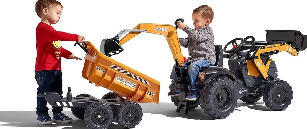 Discount Age 3+ Case Tractor with Loader, Maxi Twin Axel Trailer and Back Hoe 997W Trucks|Ride Ons