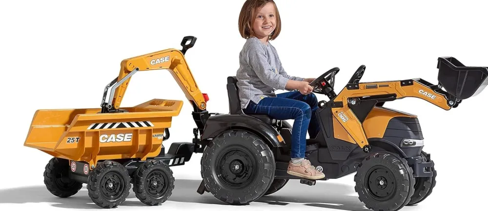 Discount Age 3+ Case Tractor with Loader, Maxi Twin Axel Trailer and Back Hoe 997W Trucks|Ride Ons