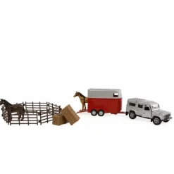 Hot Landrover and Horse Trailer set with Fences and Feed 1:32 scale Trucks|Model Animals