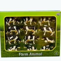 Sale Pack Of 12 Cows Lying down and Standing Black and White Role Play|Model Animals