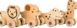 Outlet Push Along Wooden Safari Animal Pre School|Model Animals