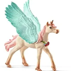 Outlet Pegasus Winged Foal with Flowers Role Play|Model Animals