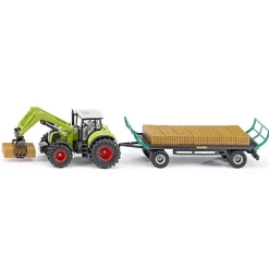 Claas Tractor with Bale Grab, Bale Trailer and Bales 1:50 Model Tractors|Role Play