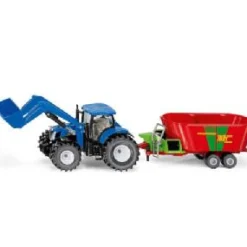 Online New Holland Tractor with Front Loader and Strautmann Fodder Mixer 1 : 50 Scale Pre School|Model Tractors