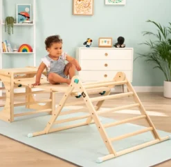 New Active Tots Pikler Style Wooden Climbing Bridge and Slide Pre School|Slides