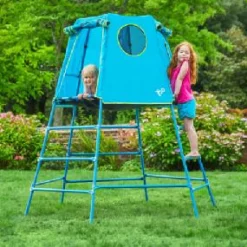 New Explorer Metal Climbing Frame Blue with Platform & Den Pre School|Slides
