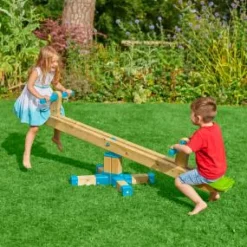 Hot Forest Wooden Seesaw Lime Green and Blue Garden Toys