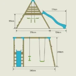 Discount Knightswood Wooden Swing Frame Double and Deck Swings|Slides