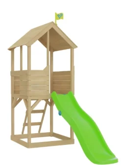 Hot Treehouse Wooden Play Tower with Wavy Slide and Slide Lock Climbing Frames|Pre School